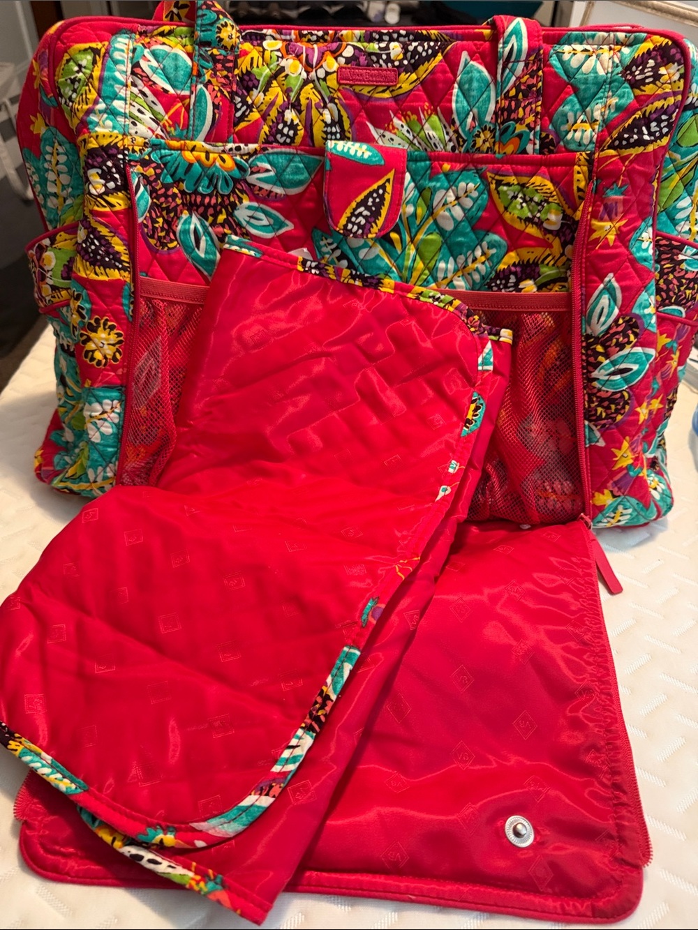 Vera Bradley Quilted Floral Diaper Organizer - Red